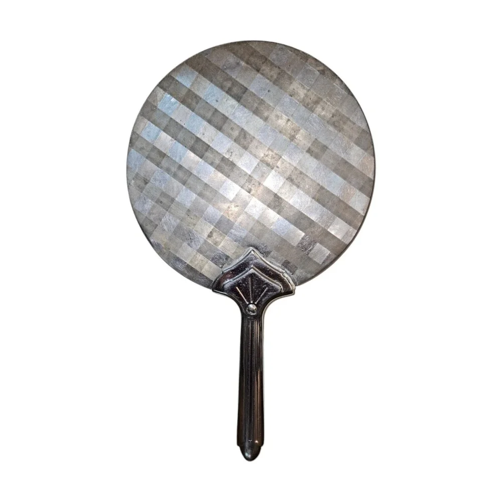 Vintage Hand Mirror Art Deco Style Vanity Mirror Chrome Finish Round‎